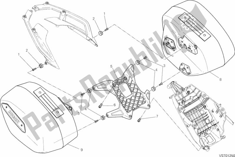 Todas as partes de Cestos Laterais do Ducati Hypermotard Hyperstrada USA 821 2014